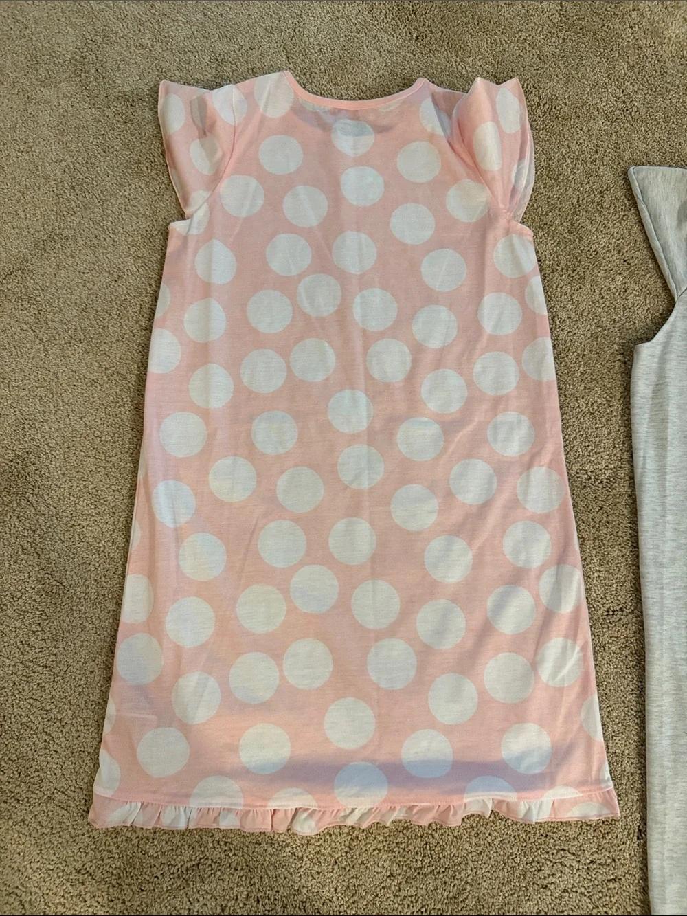 Carter's Pink Polka Dot & Gray Unicorn Nightgowns - Girls Pajamas. Size 8-10.
